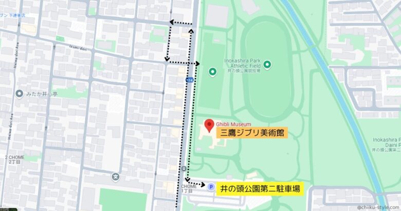 井の頭公園第二駐車場への行き方の説明画像