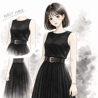 ② ウエストマークでスタイルアップ