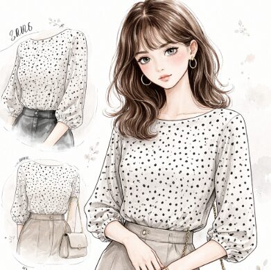 モノトーンの柄トップス